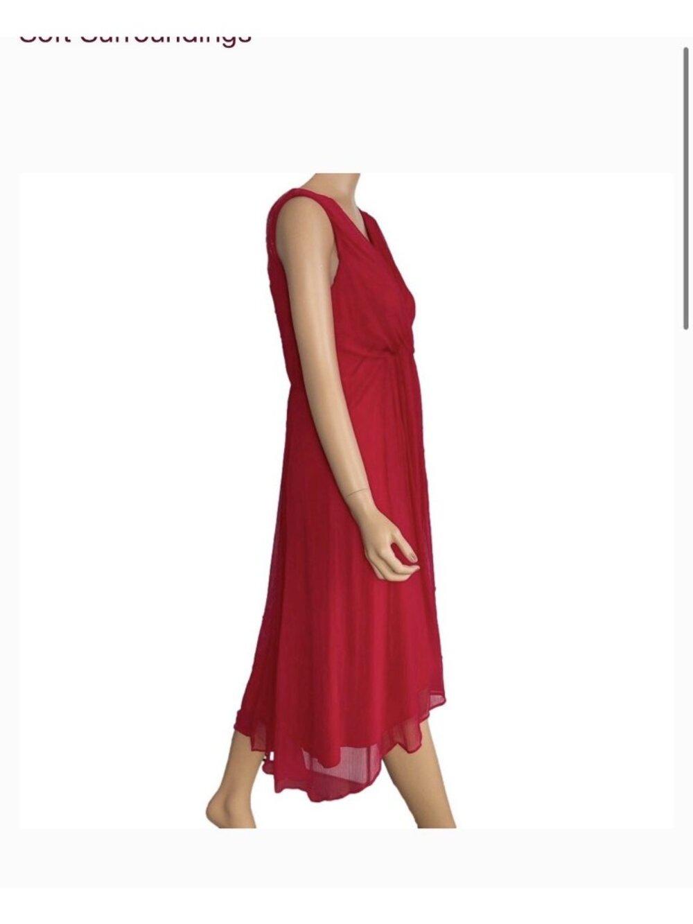 Soft Surroundings Charmonte High-Low Maxi Dress Red Chiffon Date Night 10P X - Picture 4 of 13